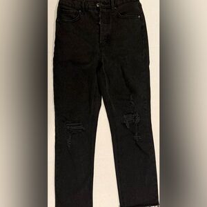 Wild Fable| Black Distressed Straight Leg Jeans Super High Rise | Size 6
